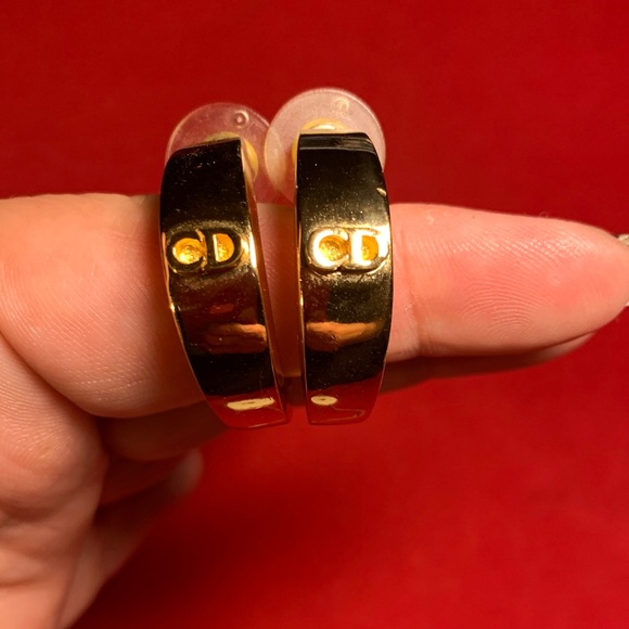 Dior Gold CD Logo Hoop Earrings Full Inclusion - Picture 2 of 6